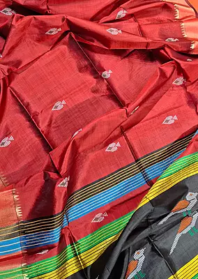 Colour Reddish Maroon color body kalashetra/kalakshetra saree Colour Reddish Maroon color body kalashetra/kalakshetra saree