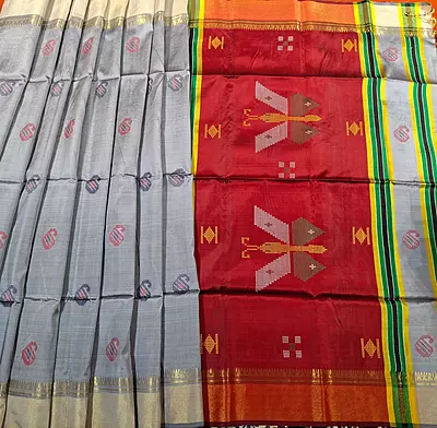 Grey color body kalashetra/kalakshetra saree