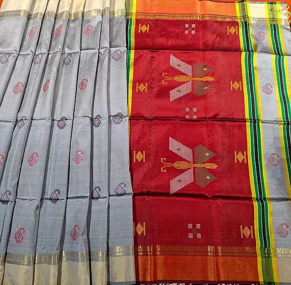 Grey color body kalashetra/kalakshetra saree Grey color body kalashetra/kalakshetra saree