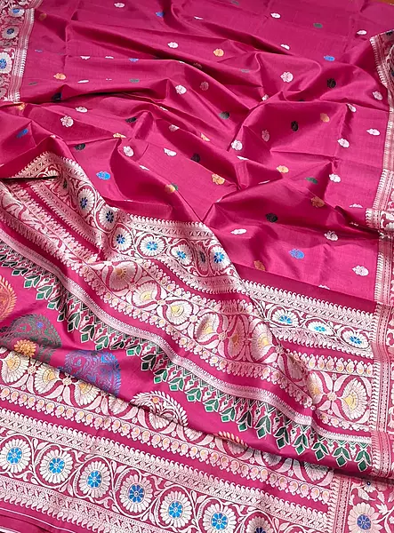Rani pink multiple meena work Baluchari saree