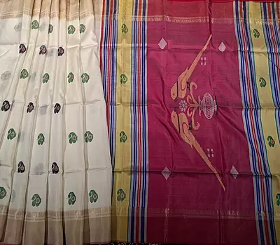 Colour Off white body with light pink pallu kalashetra saree Colour Off white body with light pink pallu kalashetra saree