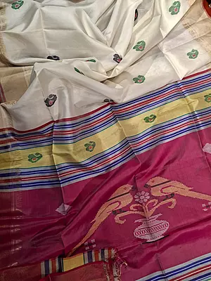 Colour Off white body with light pink pallu kalashetra saree Colour Off white body with light pink pallu kalashetra saree