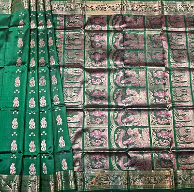 Figure motif Swarnachari Color Panna green saree
