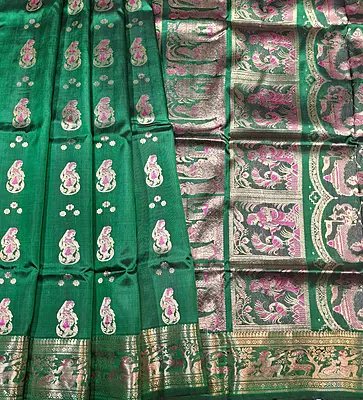 Figure motif Swarnachari Color Panna green saree