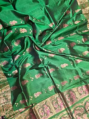 Figure motif Swarnachari Color Panna green saree