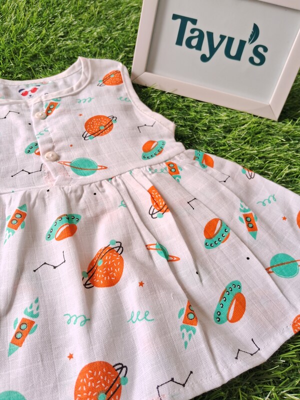 Muslin Frocks 0-3 Months Planets