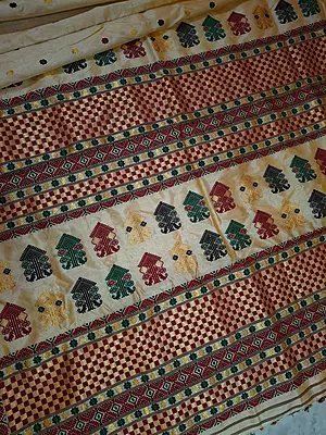 Assamese Guna zari Pure Tussar Silk Saree Natural Tussar Shade