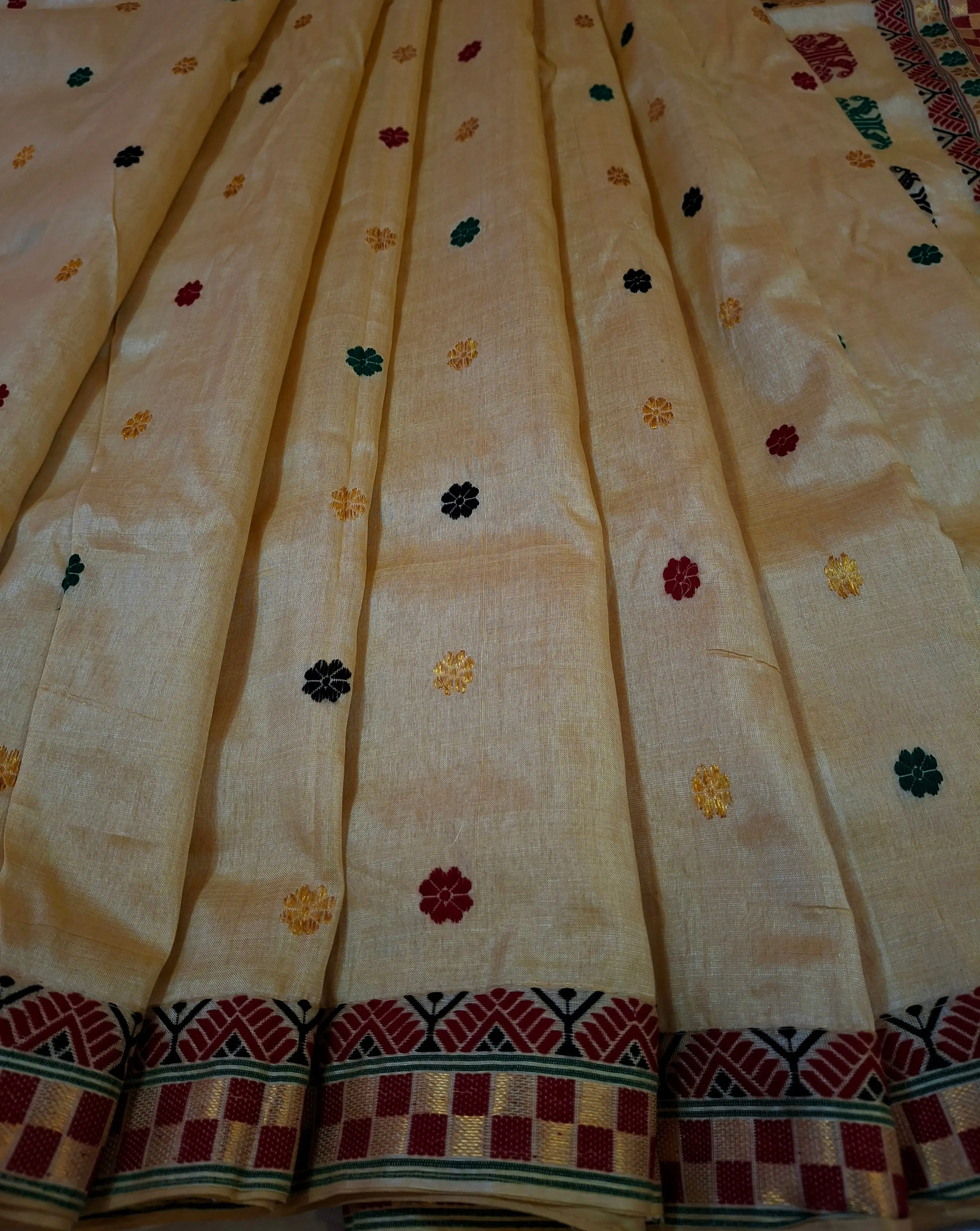 Assamese Guna zari Pure Tussar Silk Saree Natural Tussar Shade