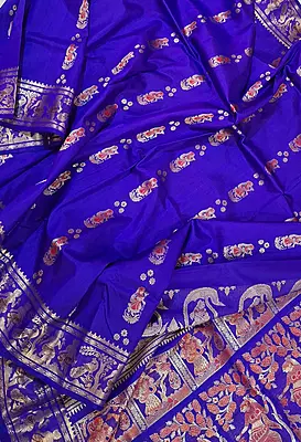 Figure motif Swarnachari Color royal blue saree