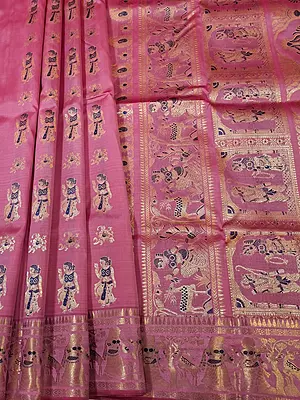 Figure motif Swarnachari Color Deep Rose pink saree