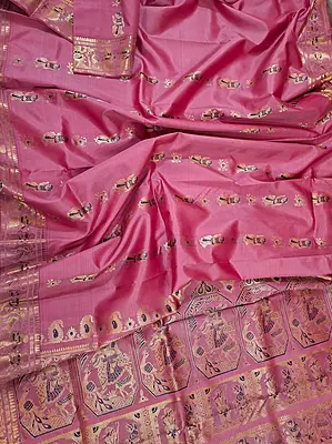 Figure motif Swarnachari Color Deep Rose pink saree