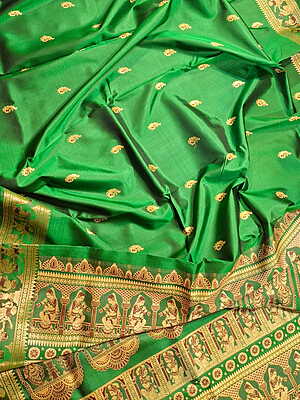 Figure motif Baluchari saree in color Panna green