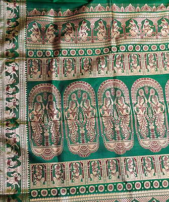 Figure motif Baluchari saree in color Panna green
