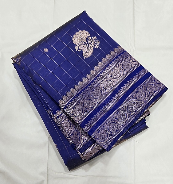 CHECKS MEENA BUTTA BLUE