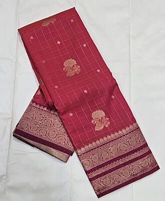 CHECKS MEENA BUTTA MAROON RED