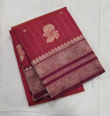 CHECKS MEENA BUTTA MAROON RED