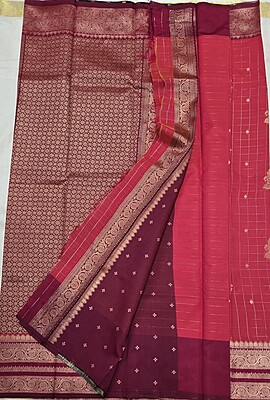 CHECKS MEENA BUTTA MAROON RED