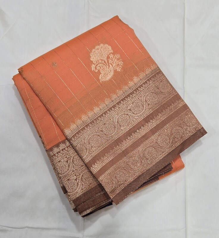 CHECKS MEENA BUTTA LIT ORANGE