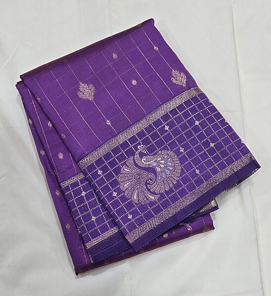 CHECKS MEENA BUTTA PURPLE