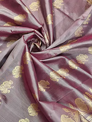 Snowy Lavender color pure Mulberry silk Baluchari saree.