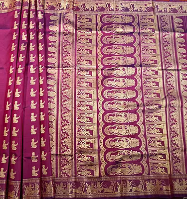 Blue Rani Pink dual tone pure Mulberry silk Baluchari saree.