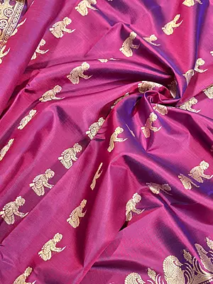 Blue Rani Pink dual tone pure Mulberry silk Baluchari saree.