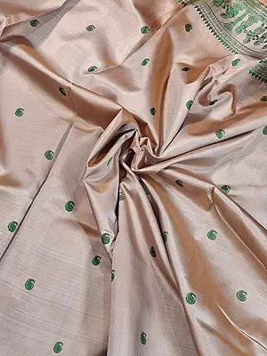 Chandan colour pure Mulberry silk Baluchari saree.