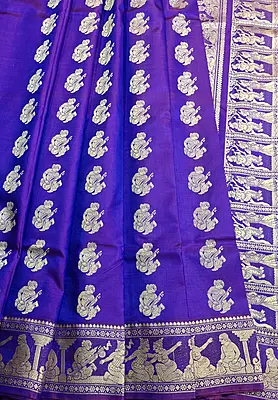 Rani pink and blue dual tone pure Mulberry silk Baluchari saree.