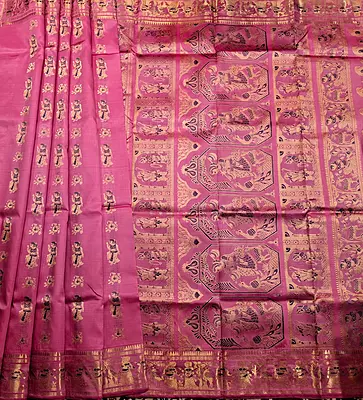Dark pink Mulberry silk Baluchari saree Dark pink Mulberry silk Baluchari saree
