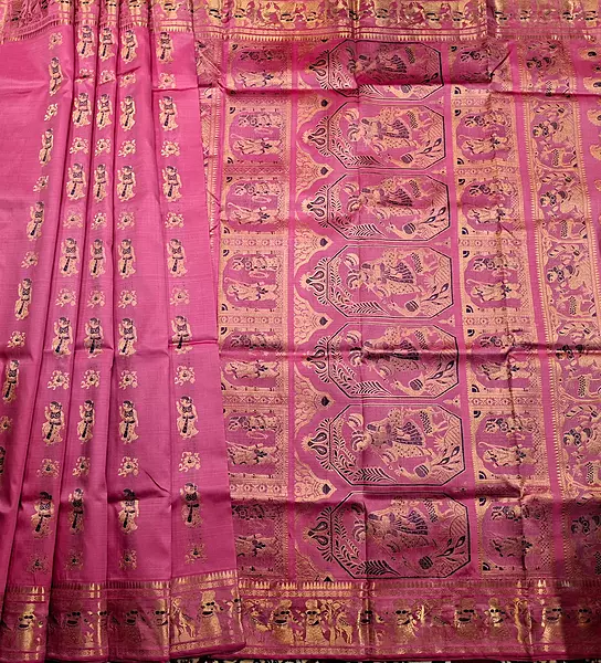 Dark pink Mulberry silk Baluchari saree Dark pink Mulberry silk Baluchari saree