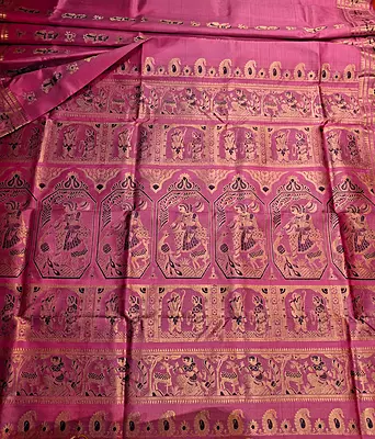 Dark pink Mulberry silk Baluchari saree Dark pink Mulberry silk Baluchari saree