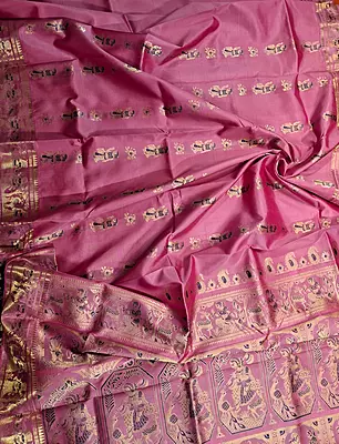 Dark pink Mulberry silk Baluchari saree Dark pink Mulberry silk Baluchari saree