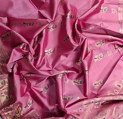 Dark pink Mulberry silk Baluchari saree Dark pink Mulberry silk Baluchari saree