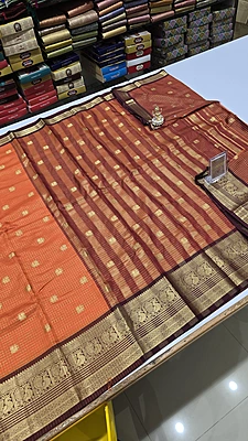 Checks Border Silk (Orange)
