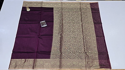 NETTED COTTON WINE SAREE