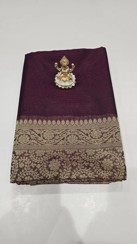NETTED COTTON WINE SAREE