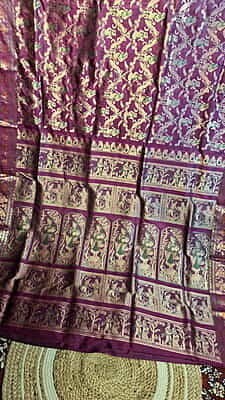 Half & Half All-Over Swarnachari Silk Saree – Magenta & Green
