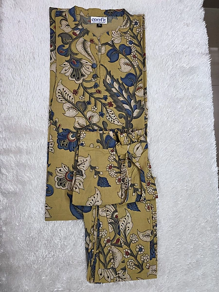 Mustard Bloom – Kalamkari Cotton Kurta & Pant Set