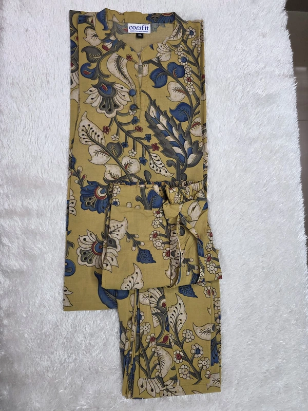 Mustard Bloom – Kalamkari Cotton Kurta & Pant Set