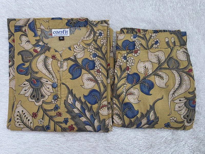 Mustard Bloom – Kalamkari Cotton Kurta & Pant Set