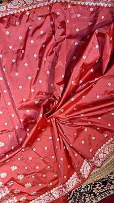 Dark Peach Assam Paat Silk Saree with White Woven Motifs Pure Silk Dark Peach Assam Paat Silk Saree with White Woven Motifs Pure Silk