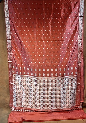 Dark Peach Assam Paat Silk Saree with White Woven Motifs Pure Silk Dark Peach Assam Paat Silk Saree with White Woven Motifs Pure Silk