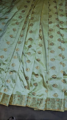 Luxury Assam Paat Silk Saree in Light Lemon with Orange Meena & Guna Zari