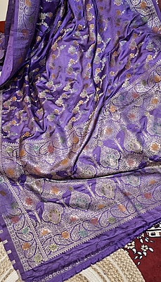 Pure Katan Silk Banarasi Saree in Rich Deep Lilac | Machine Loom Woven Pure Katan Silk Banarasi Saree in Rich Deep Lilac | Machine Loom Woven