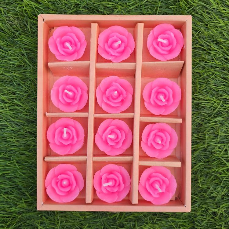 Diwali Candle - Floating Rose - 12pc