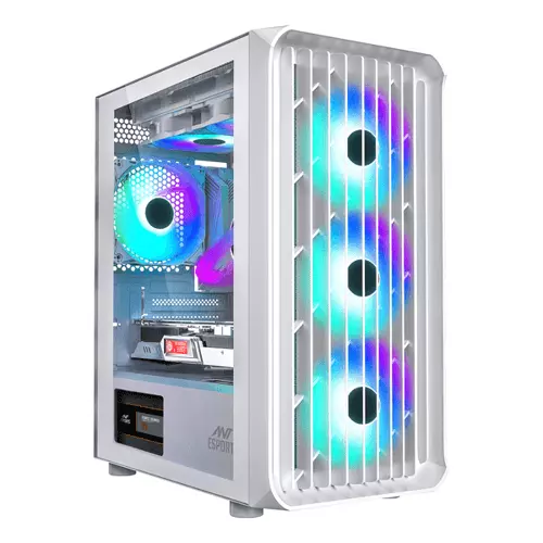 Ant Esports 205 Air ARGB ATX Mid Tower Case – White | 4 Fans | Tempered Glass