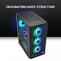 Ant Esports Eclipse Black-Grey ARGB ATX Mid Tower Case – Tempered Glass | 4 Fans