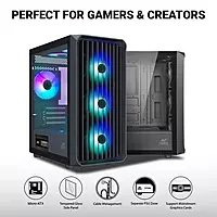 Ant Esports Eclipse Black-Grey ARGB ATX Mid Tower Case – Tempered Glass | 4 Fans