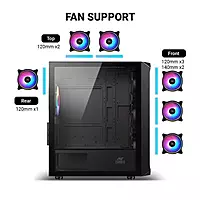 Ant Esports Eclipse Black-Grey ARGB ATX Mid Tower Case – Tempered Glass | 4 Fans