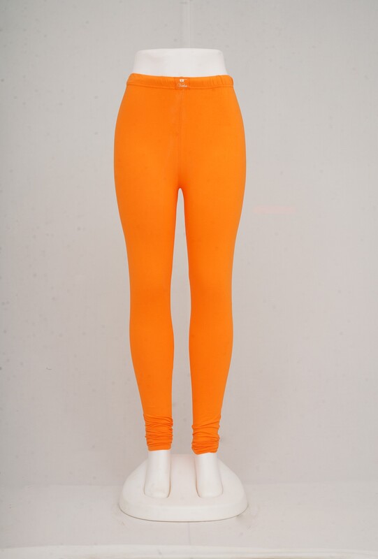 Women Orange Churidhar Leggings